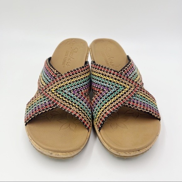 Skechers Cali Size 9 Beverlee Delighted Wedge Vegan Sandals Rainbow Multicolor - Picture 3 of 16